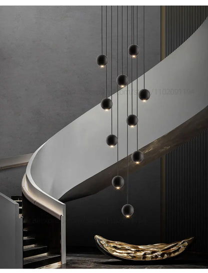 Moderner runder LED-Pendelleuchter – Treppenhausleuchte mit mehreren Leuchten
