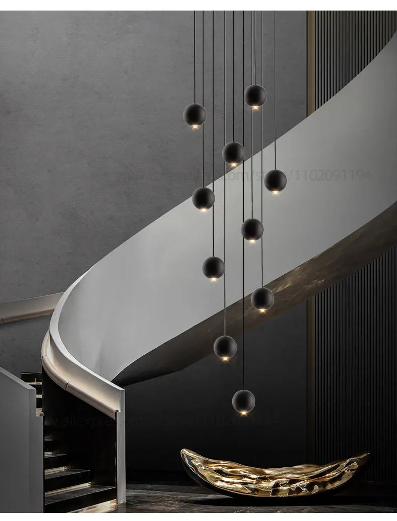 Moderner runder LED-Pendelleuchter – Treppenhausleuchte mit mehreren Leuchten