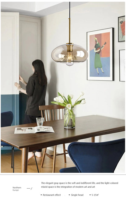 Nordic Loft Glass Stone Pendant Light - Industrial Design