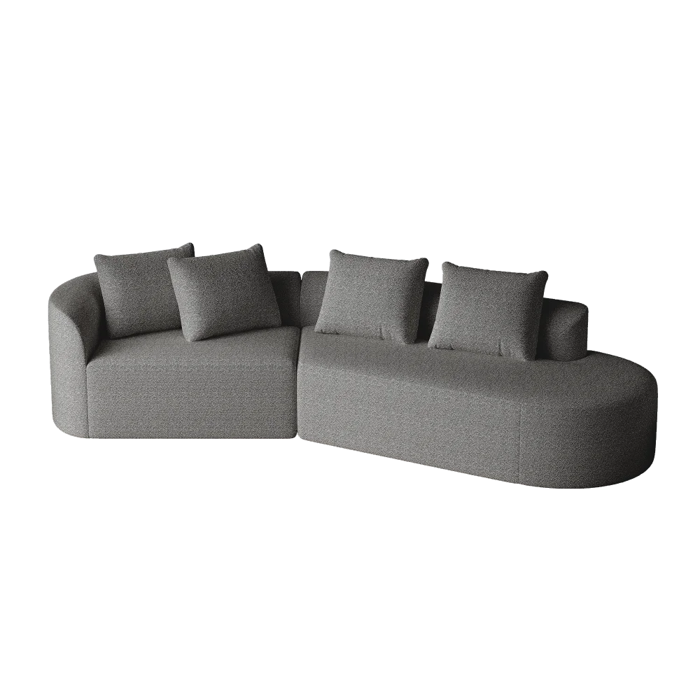Luxury Dark Gray Chenille Cloud Sofa - 4-Seater Curved Sectional Couch