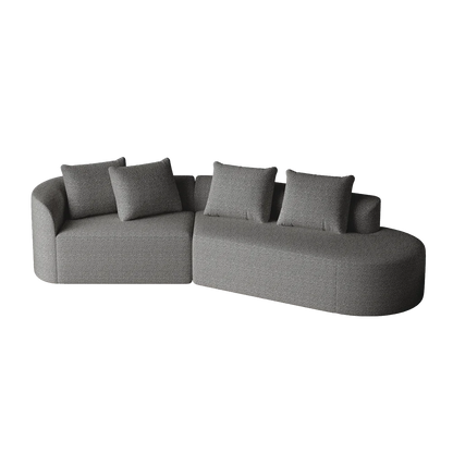 Luxury Dark Gray Chenille Cloud Sofa - 4-Seater Curved Sectional Couch