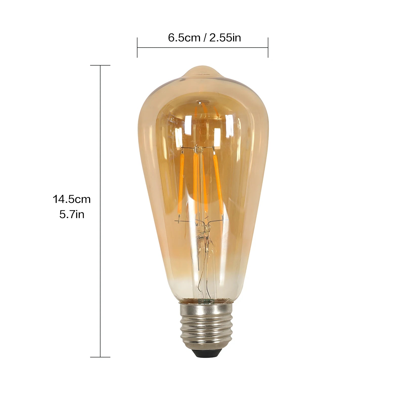 E27 LED Edison Glühbirne 4W Vintage Retro Filamentlampe ST64 Amber Glas Warmweiß 3000K 430LM Energiesparend Antik Schraubsockel Dekorative Glühbirne
