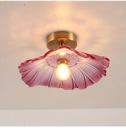 Flower Glass Pendant Lamp - Copper Ceiling Chandelier
