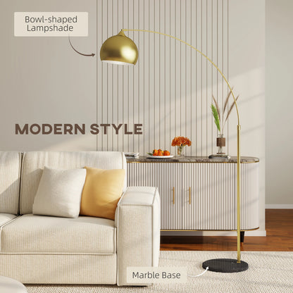 Verstellbare Bogenstehleuchte – Moderne goldene Stehleuchte mit Fußsteuerung