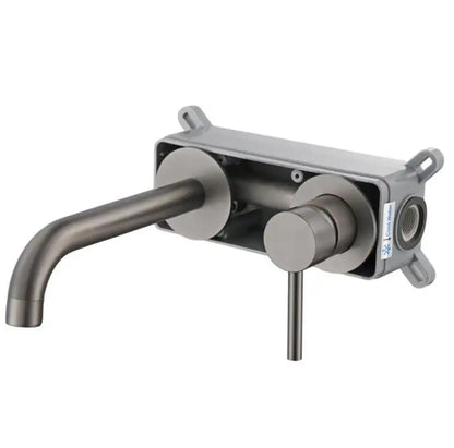 Stainless Steel Bathroom Faucet - Wall Mount Mixer Tap with Hot & Cold Water