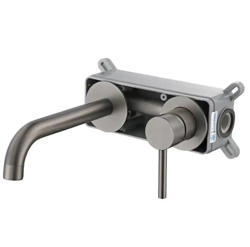 Stainless Steel Bathroom Faucet - Wall Mount Mixer Tap with Hot & Cold Water