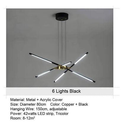 LED Tube Hanglamp - 12 Lichts - Zwart