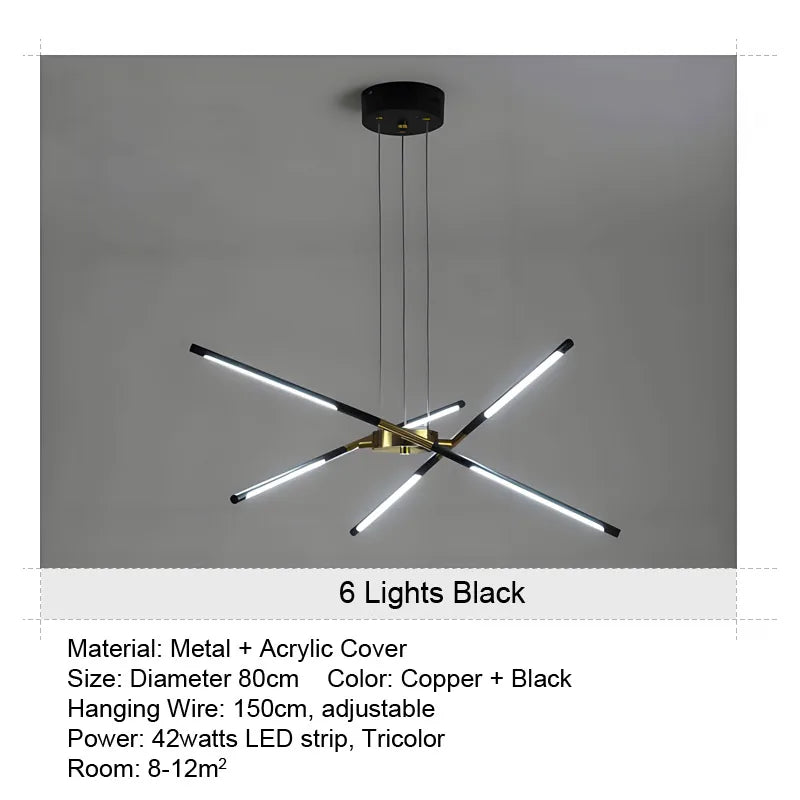 LED Tube Hanglamp - 12 Lichts - Zwart