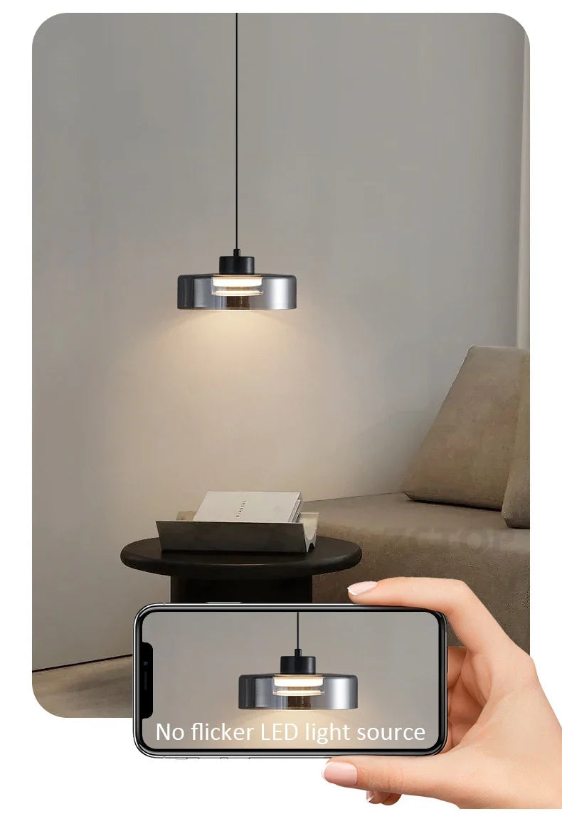 Minimalistische glazen led-hanglamp zwart