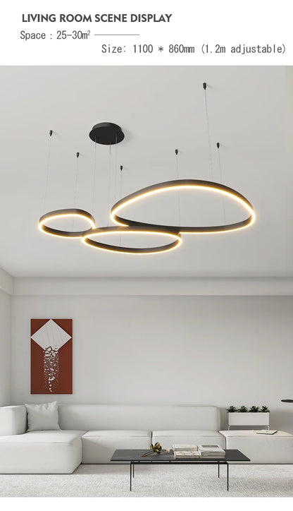 LED Ring Chandelier - Modern Pendant Light for Living Room, Bedroom & Dining Room