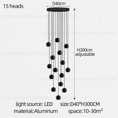 Moderner runder LED-Pendelleuchter – Treppenhausleuchte mit mehreren Leuchten