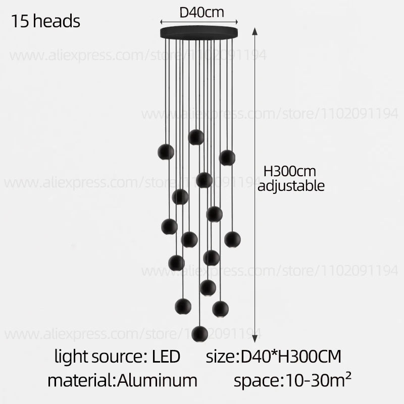 Moderner runder LED-Pendelleuchter – Treppenhausleuchte mit mehreren Leuchten