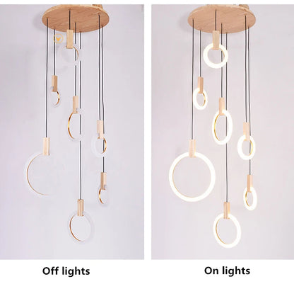 Wooden Ceiling Chandelier - Modern Pendant Light for Living Room, Bedroom & Dining Room