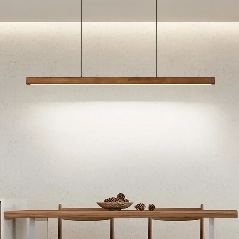 LED Pendant Light - Wood Long Strip - Kitchen Island Lighting