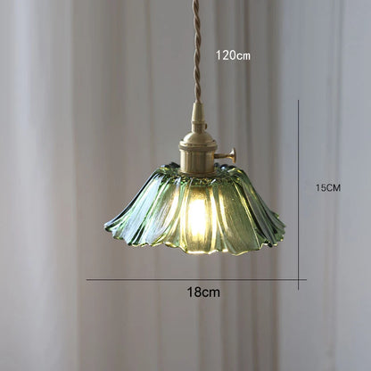 Flower Glass Pendant Lamp - Copper Ceiling Chandelier