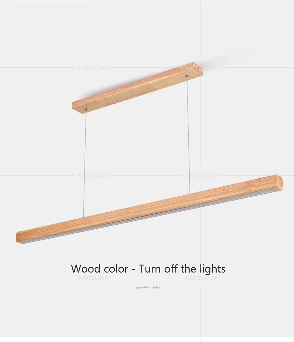 LED Pendant Light - Wood Long Strip - Kitchen Island Lighting