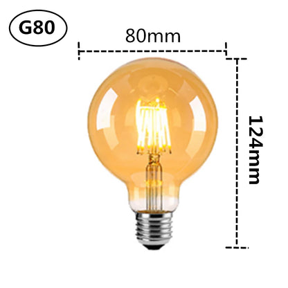 G80 LED Edison Bulb E27 Dimmable 10W Vintage Globe Light Bulb Warm White 2700K Amber Glass Retro Filament Decorative Bulb 220V Energy Saving