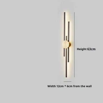 Modern Long Wall Lamp – Luxury Black & Gold LED Sconce | Bedroom, Hallway, Living Room