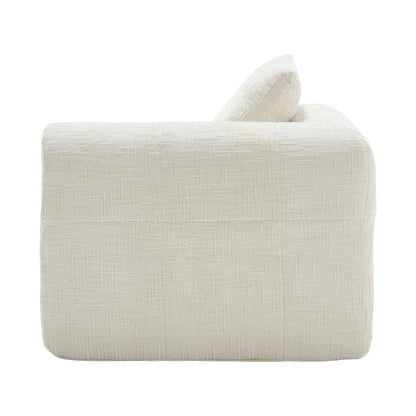 Luxury Beige Chenille Chaise Lounge Sofa - 2-Seater with Storage Pockets