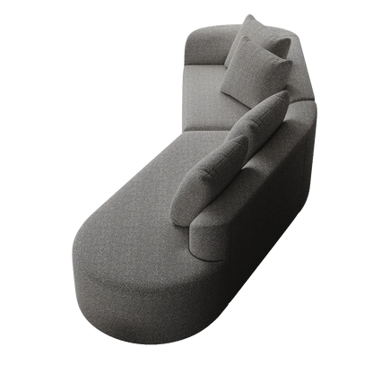 Luxury Dark Gray Chenille Cloud Sofa - 4-Seater Curved Sectional Couch