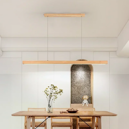 LED Pendant Light - Wood Long Strip - Kitchen Island Lighting