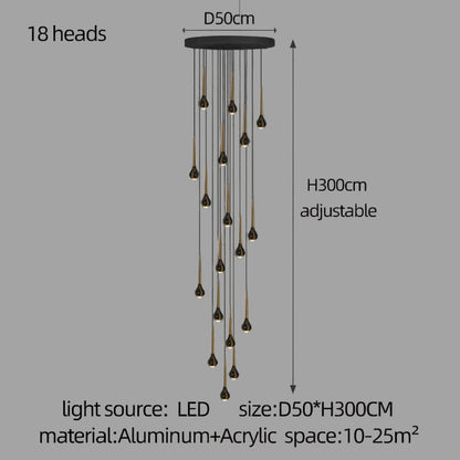LED-Treppenhaus-Pendelleuchte – Schwarz und Gold