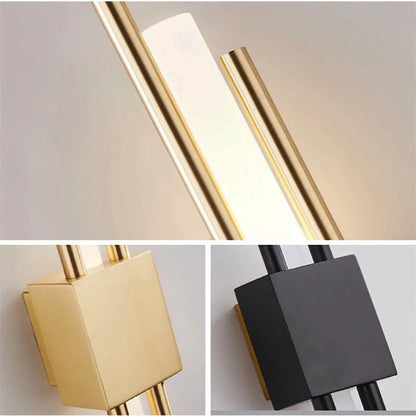 Nordic LED Wall Lamp – Modern Up & Down Sconce | Black/Gold | Bedroom, Living Room, Hallway
