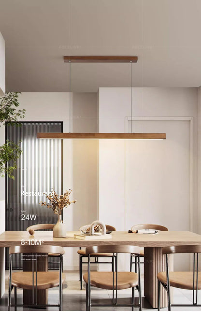 LED Pendant Light - Wood Long Strip - Kitchen Island Lighting