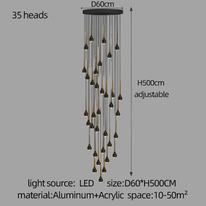 LED-Treppenhaus-Pendelleuchte – Schwarz und Gold