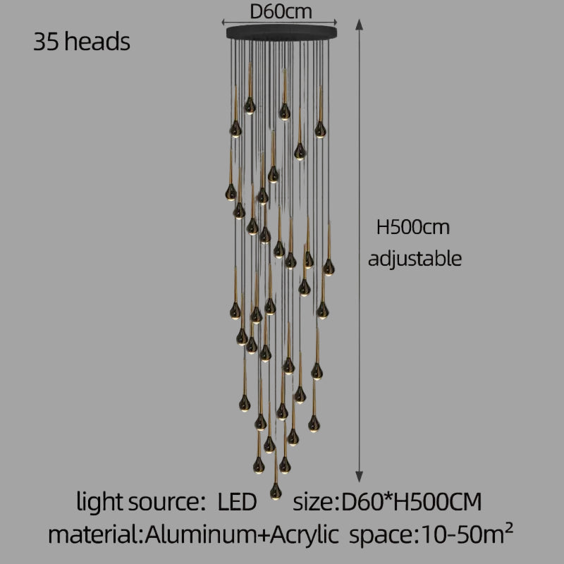 LED-Treppenhaus-Pendelleuchte – Schwarz und Gold