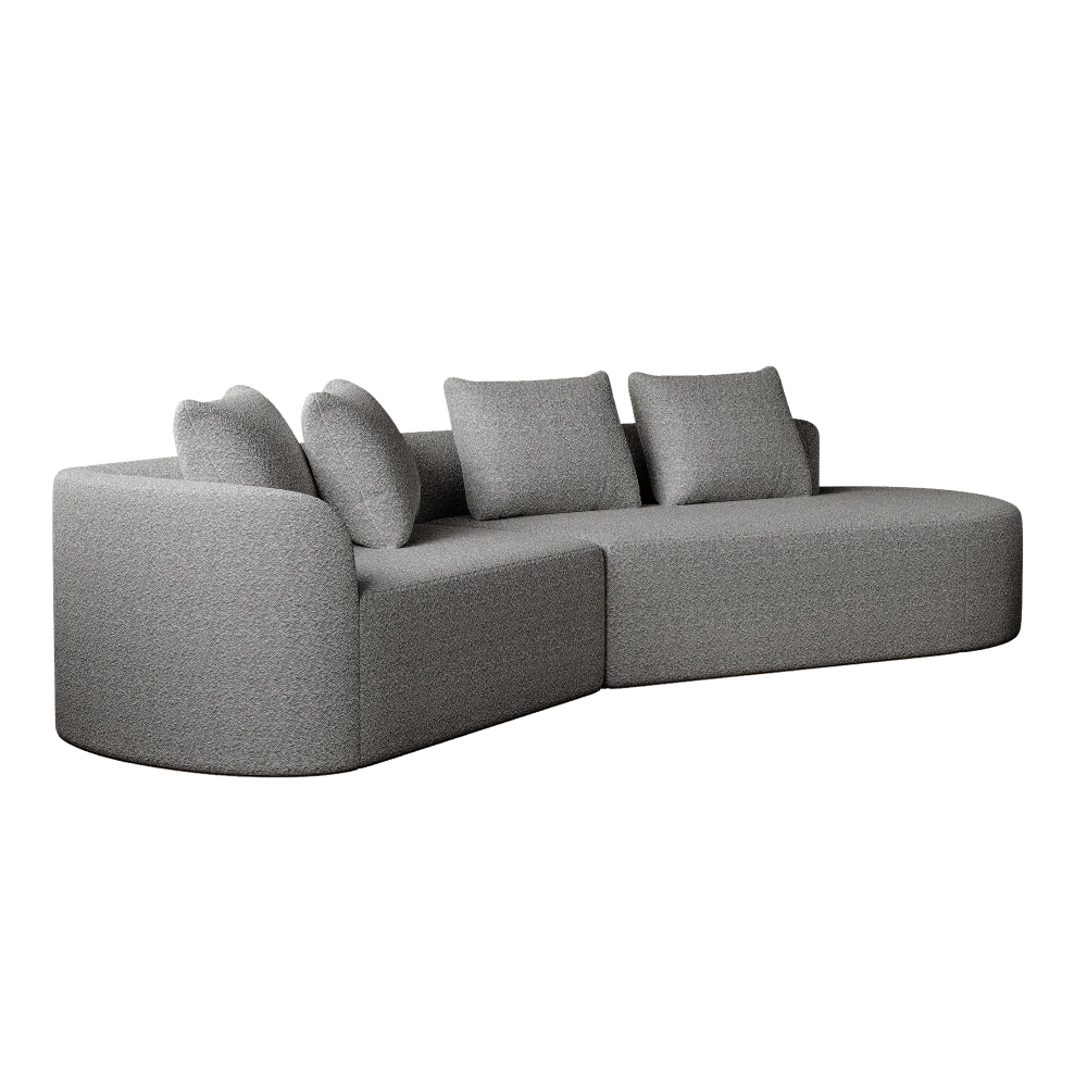 Luxury Dark Gray Chenille Cloud Sofa - 4-Seater Curved Sectional Couch