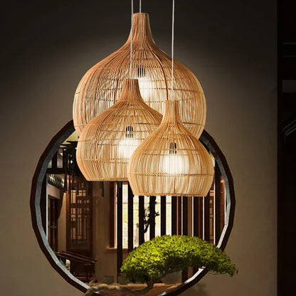 Japanese handwoven Handwoven Rattan Pendant Lamp