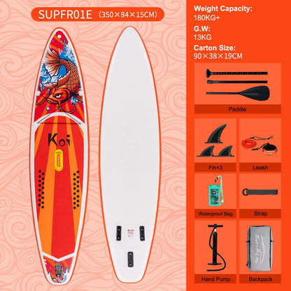 Inflatable SUP board with premium accessories and carrying strap