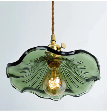 Flower Glass Pendant Lamp - Copper Ceiling Chandelier
