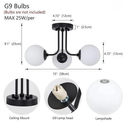 Nordic Glass Ball Ceiling Light - Modern Wrought Iron Flush Mount for Bedroom & Hallway