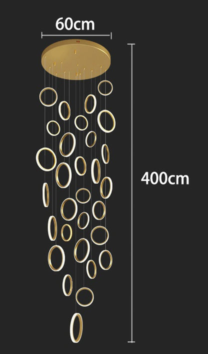 Stairwell Chandelier Crystal Ring - Modern for Staircase & High Ceilings