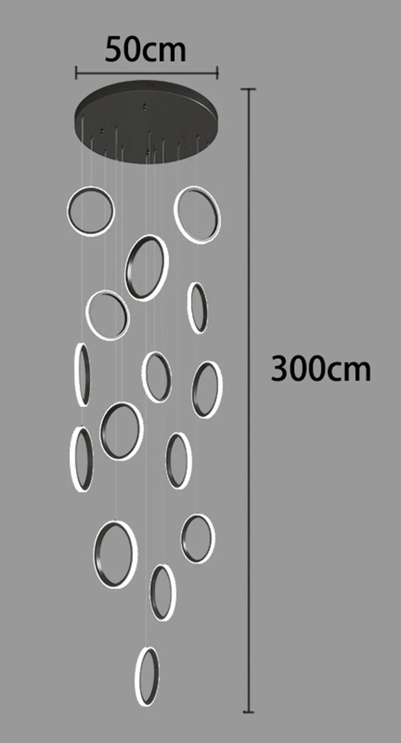 Stairwell Chandelier Crystal Ring - Modern for Staircase & High Ceilings