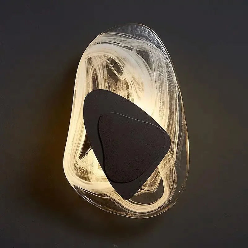 Glazen LED-wandlamp met ijzeren basis – Zwart of goud | Warm, koud of 3-kleuren licht