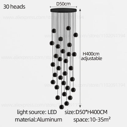 Moderner runder LED-Pendelleuchter – Treppenhausleuchte mit mehreren Leuchten