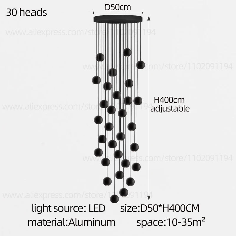 Moderner runder LED-Pendelleuchter – Treppenhausleuchte mit mehreren Leuchten