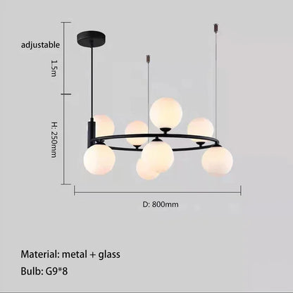 Moderne Glazen Bollen Kroonluchter – 4/6/8 Lichten | Goud of Zwart