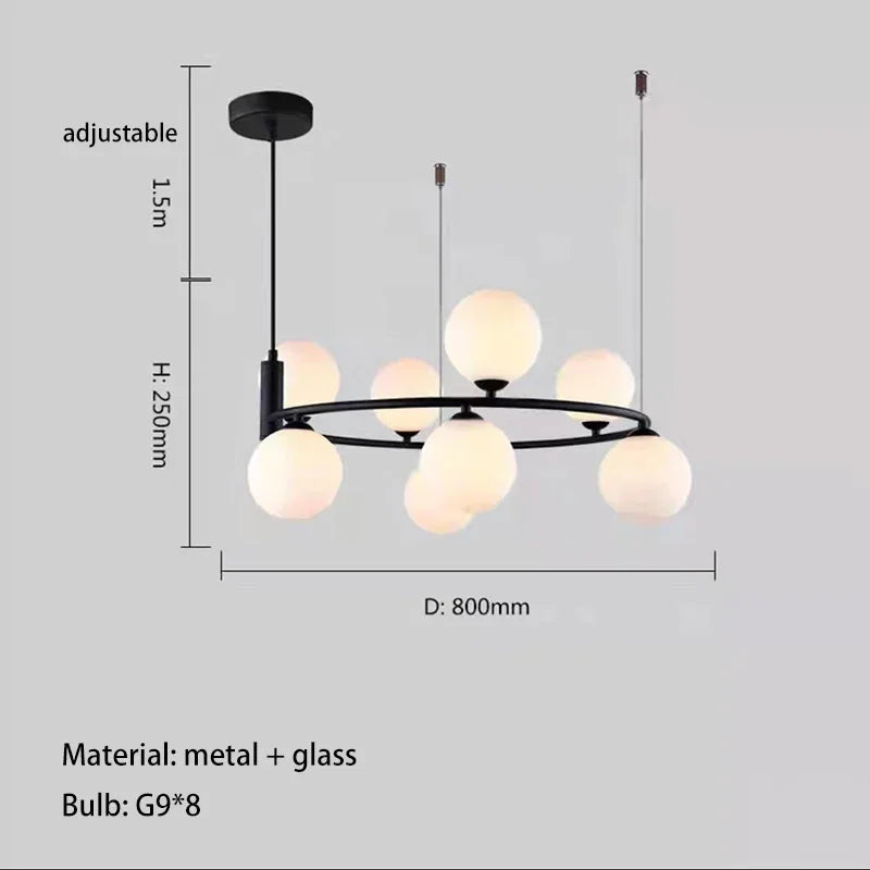 Moderne Glazen Bollen Kroonluchter – 4/6/8 Lichten | Goud of Zwart