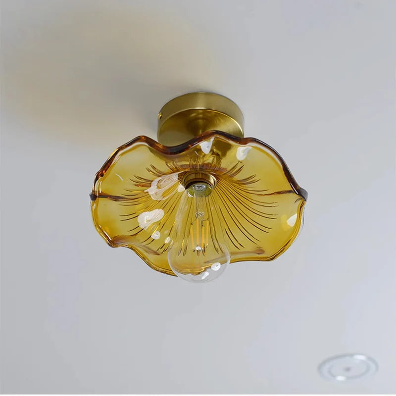 Flower Glass Pendant Lamp - Copper Ceiling Chandelier