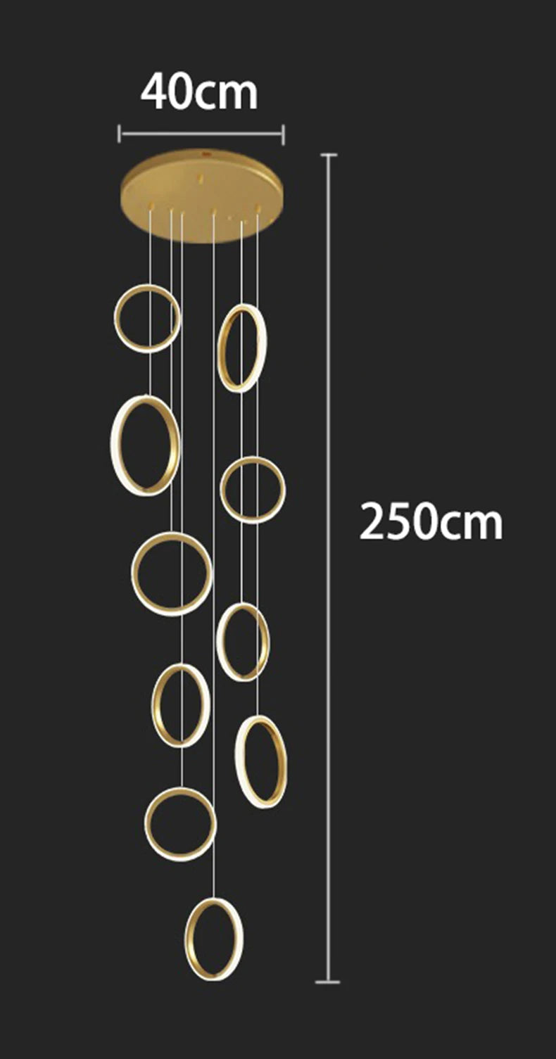 Stairwell Chandelier Crystal Ring - Modern for Staircase & High Ceilings