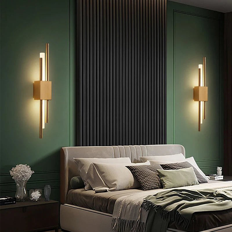 Nordic LED Wall Lamp – Modern Up & Down Sconce | Black/Gold | Bedroom, Living Room, Hallway