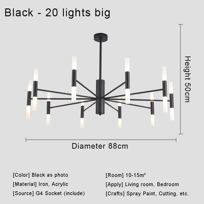 Moderne Nordic Design LED Hanglamp - G4 Kroonluchter Zwart/Goud