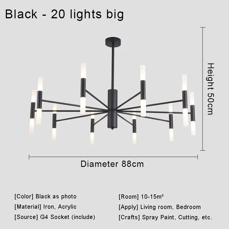 Moderne Nordic Design LED Hanglamp - G4 Kroonluchter Zwart/Goud