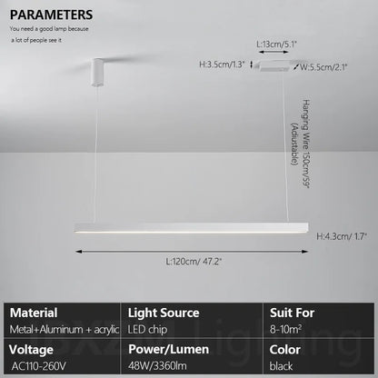Moderner linearer LED-Kronleuchter – Minimalistische Pendelleuchte für Kücheninsel und Esszimmer