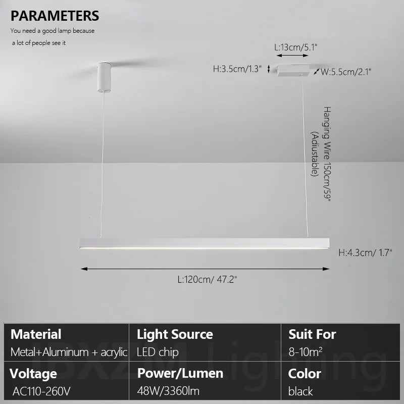 Moderner linearer LED-Kronleuchter – Minimalistische Pendelleuchte für Kücheninsel und Esszimmer