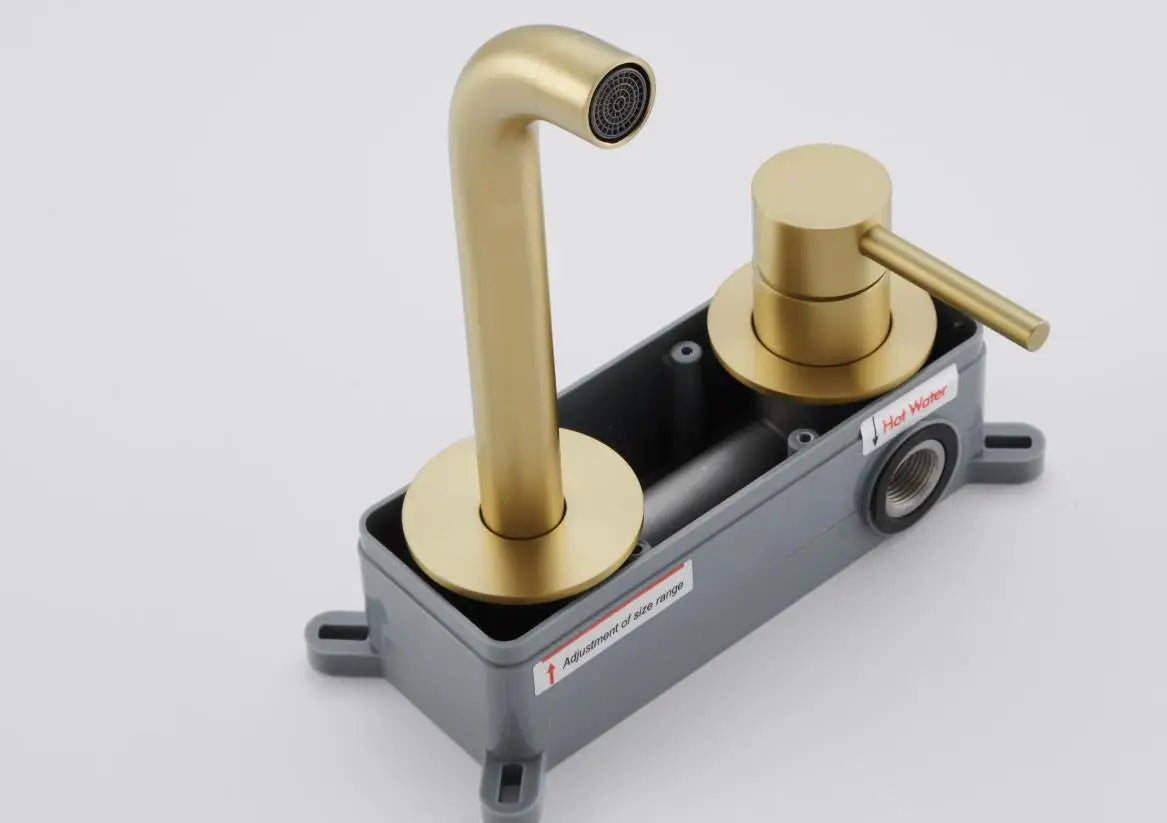 Stainless Steel Bathroom Faucet - Wall Mount Mixer Tap with Hot & Cold Water